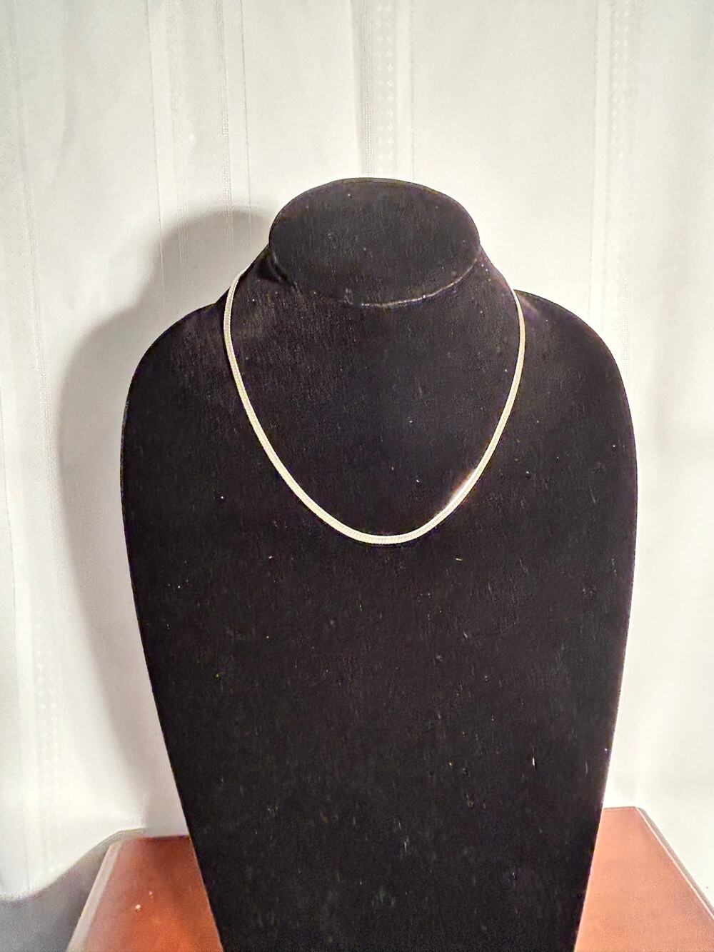 Vintage Silver Tone Herringbone Chain Necklace 17 Inch Long Layering Strand